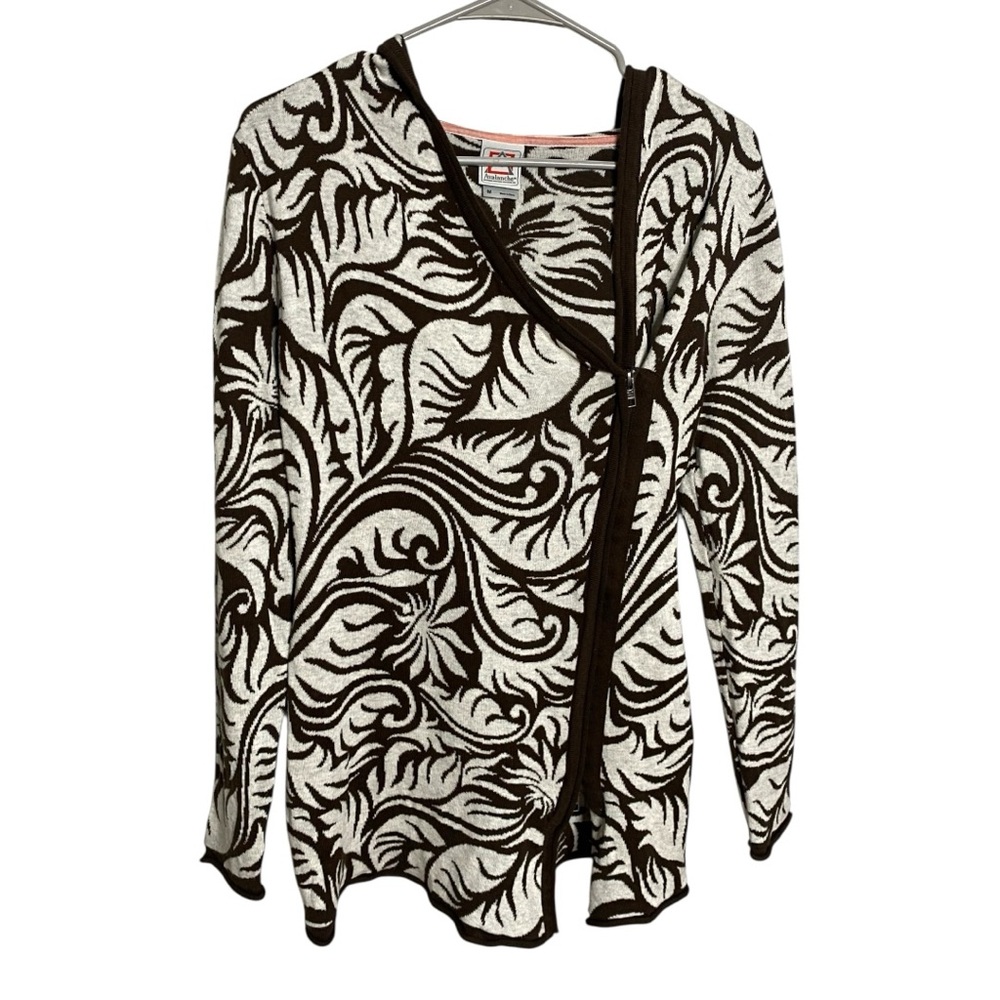 Avalanche Brown and White Leaf Pattern Cardigan
